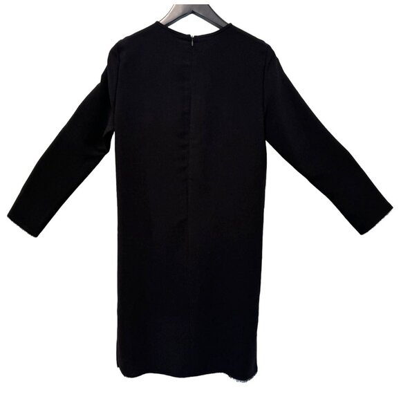 Laboratorio Black Sheath Dress Long Sleeve Ruff Edge Cuffs/Hem Retails $581 - Picture 2 of 6